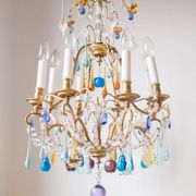 Grand lustre laiton fruits cristal couleur 8 bras