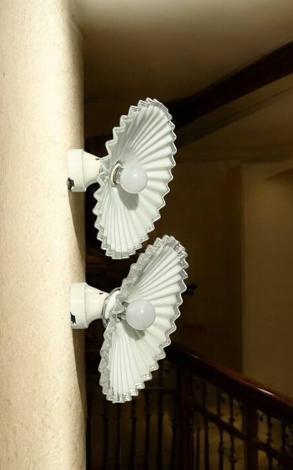 Pair of opaline and porcelain sconces