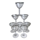 Set of 8 wine glasses with silver edging 50s