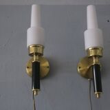 Pair of vintage Swedish brass wall lights by C E Fors for Ewa Varnamo