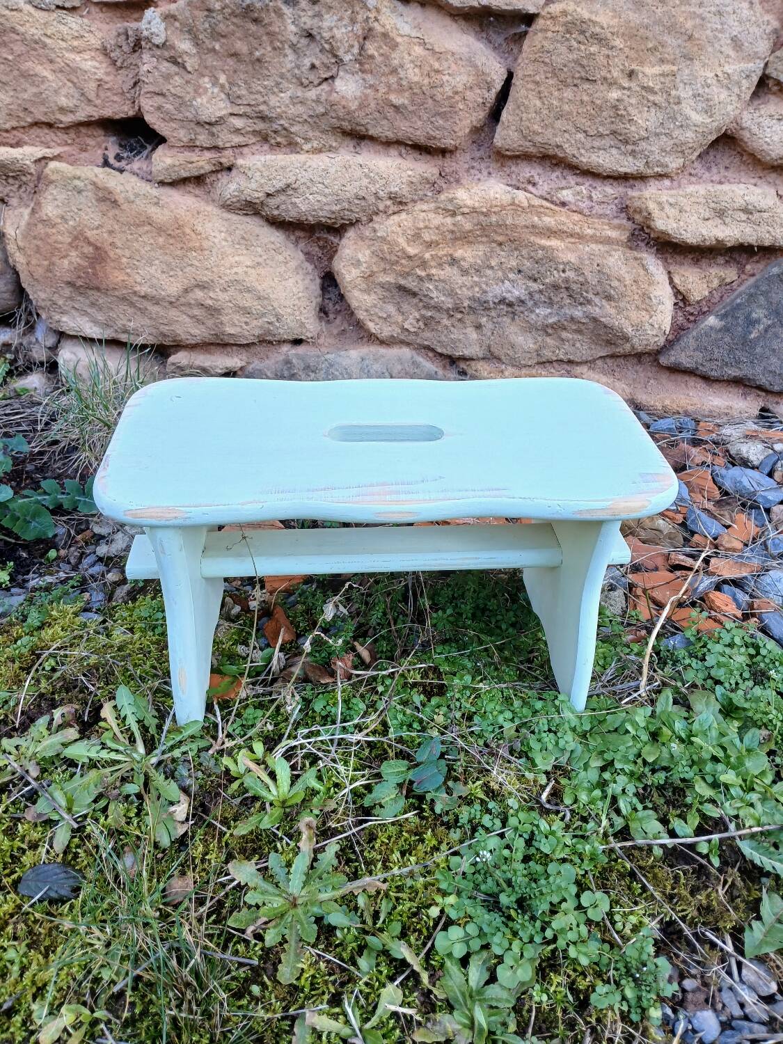 Vintage wooden low stool