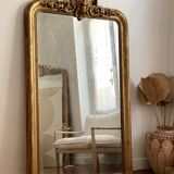 Old mirror louis Philippe Dore gold leaf pediment gilded fireplace