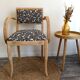 Fauteuil bridge bois tissu fleurs Noir et blanc