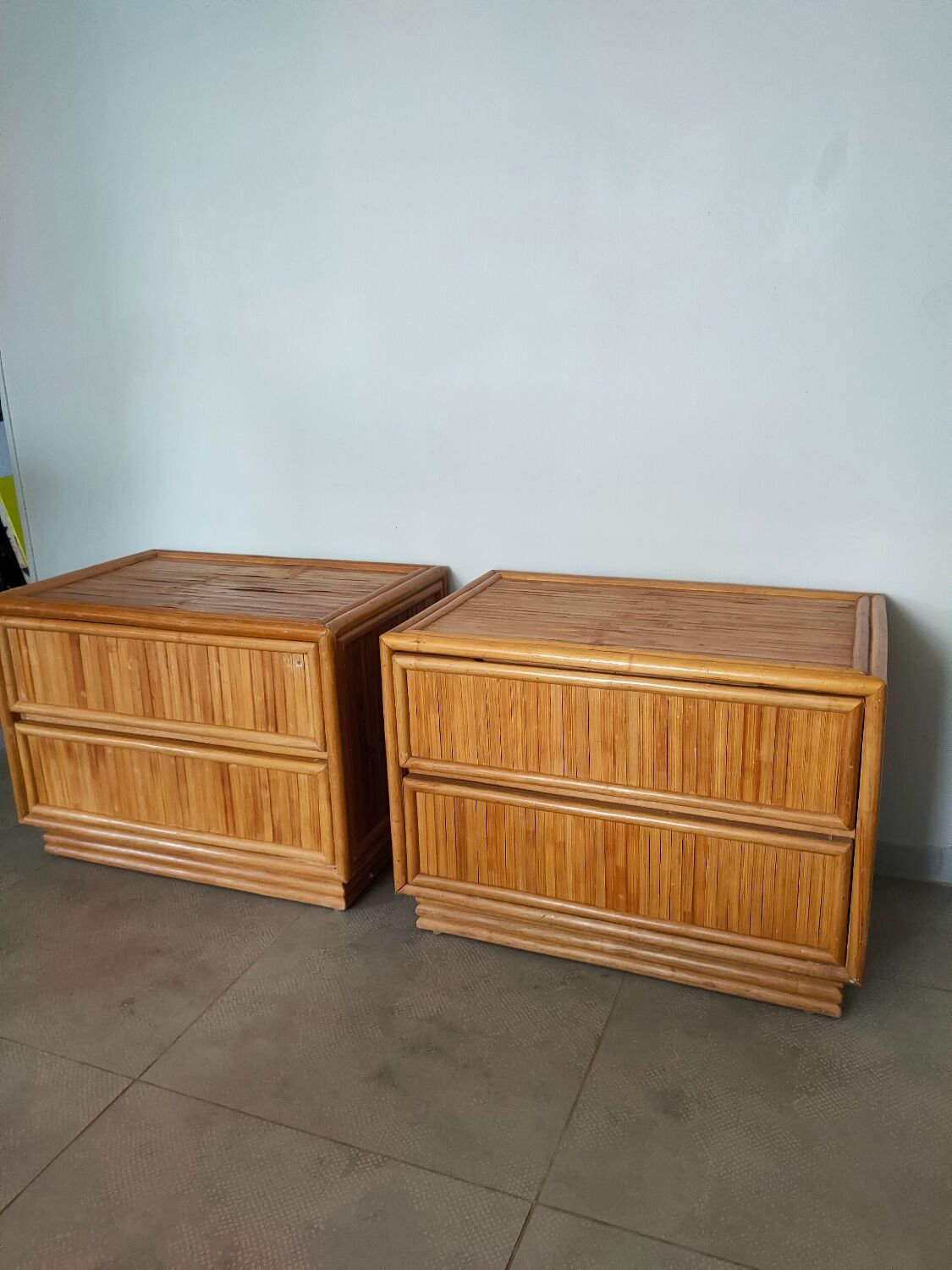 Deux commodes en bambou, circa1970