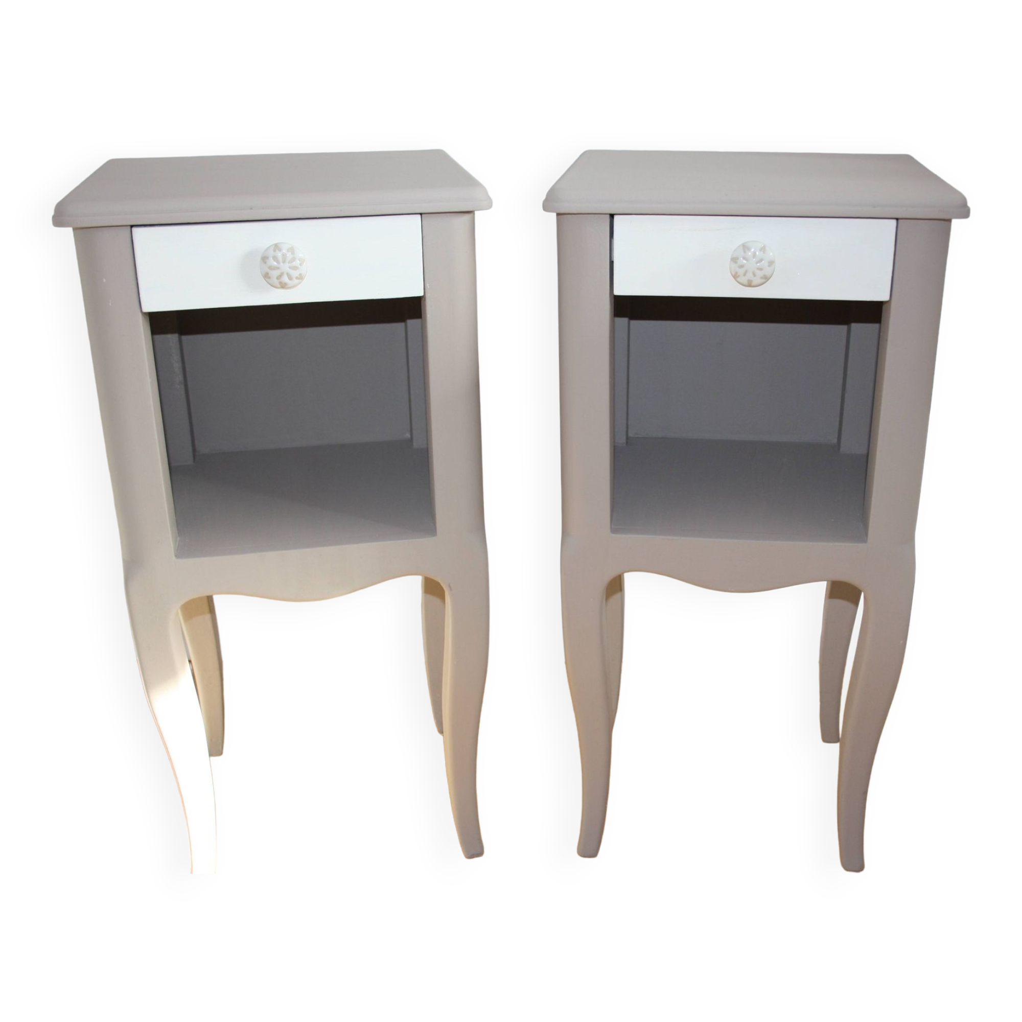 Pair of painted wooden bedside tables