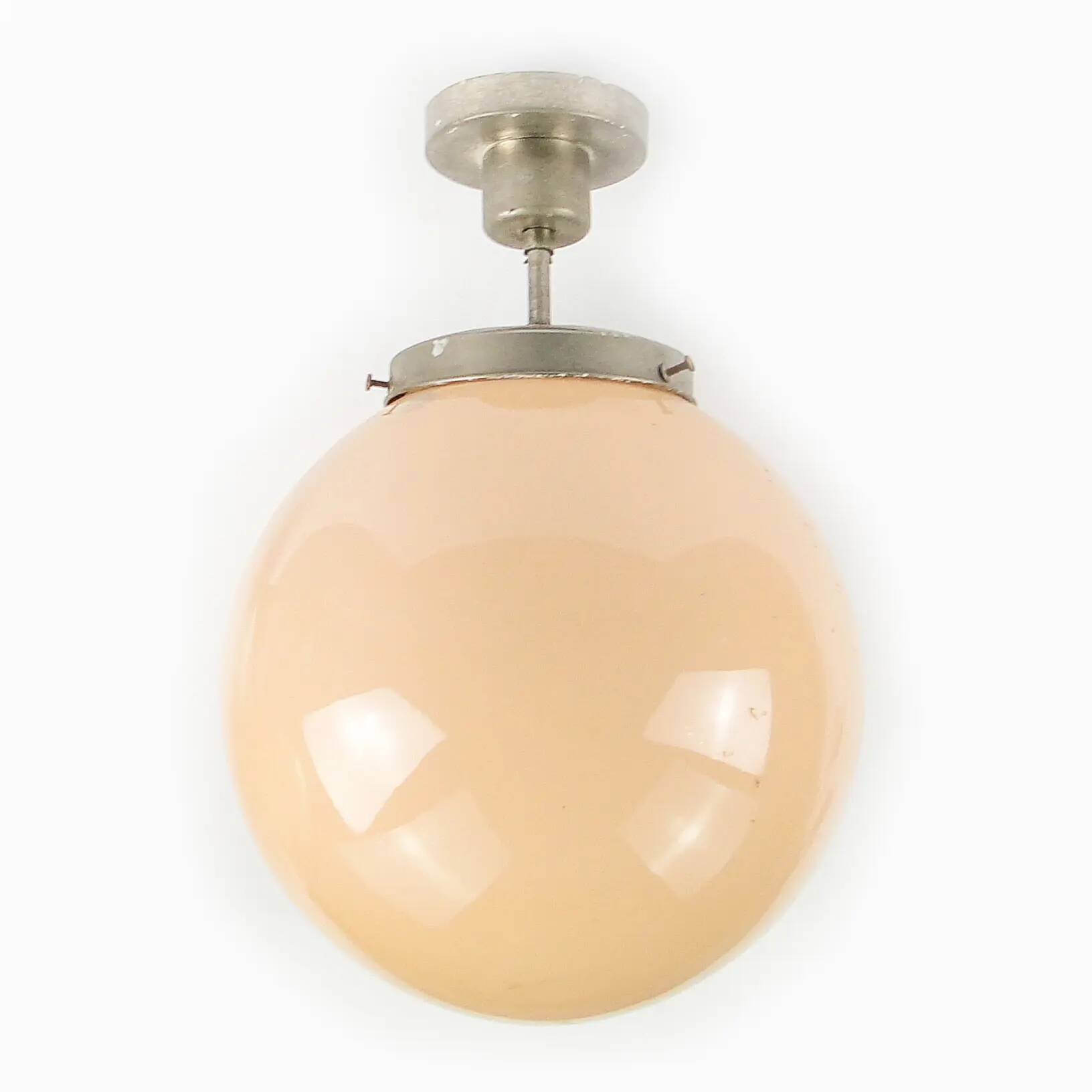 Ceiling lamp, Art Deco, nickel-plated brass, beige glass, Austria, 1930s
