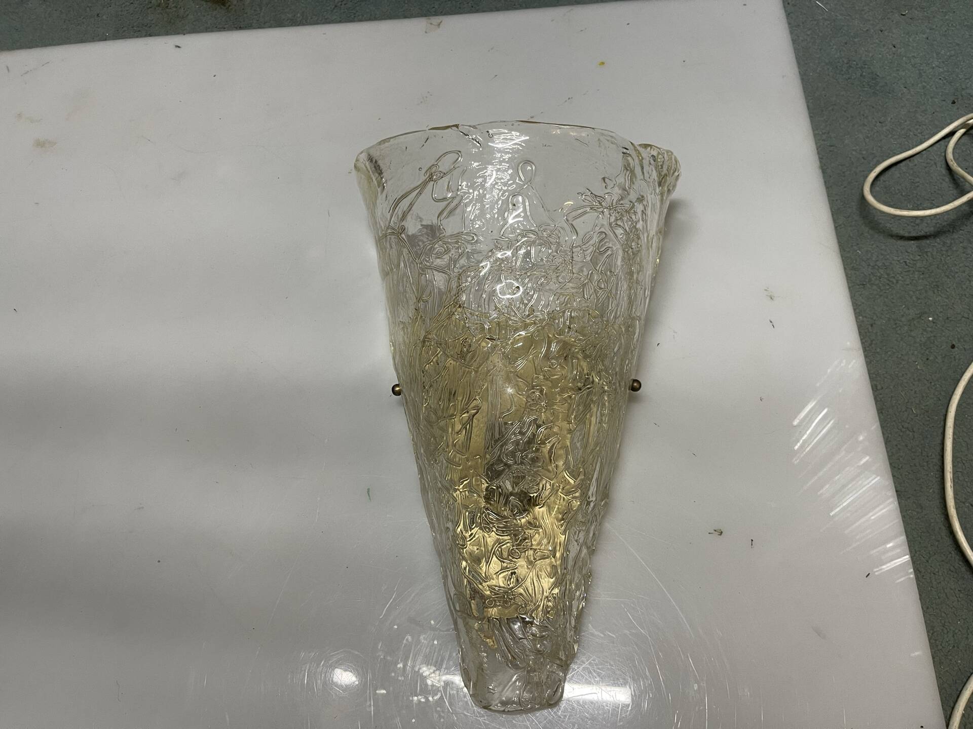 Large Single a Murano Glass Ice Sconce