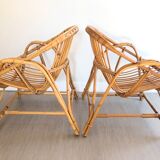Pair of rattan armchairs