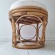 Pouf en rotin et tissu bouclette