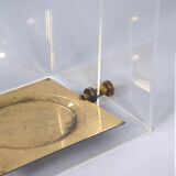 Hollywood Regency umbrella stand in acrylic and brass, 1980s – transparent design