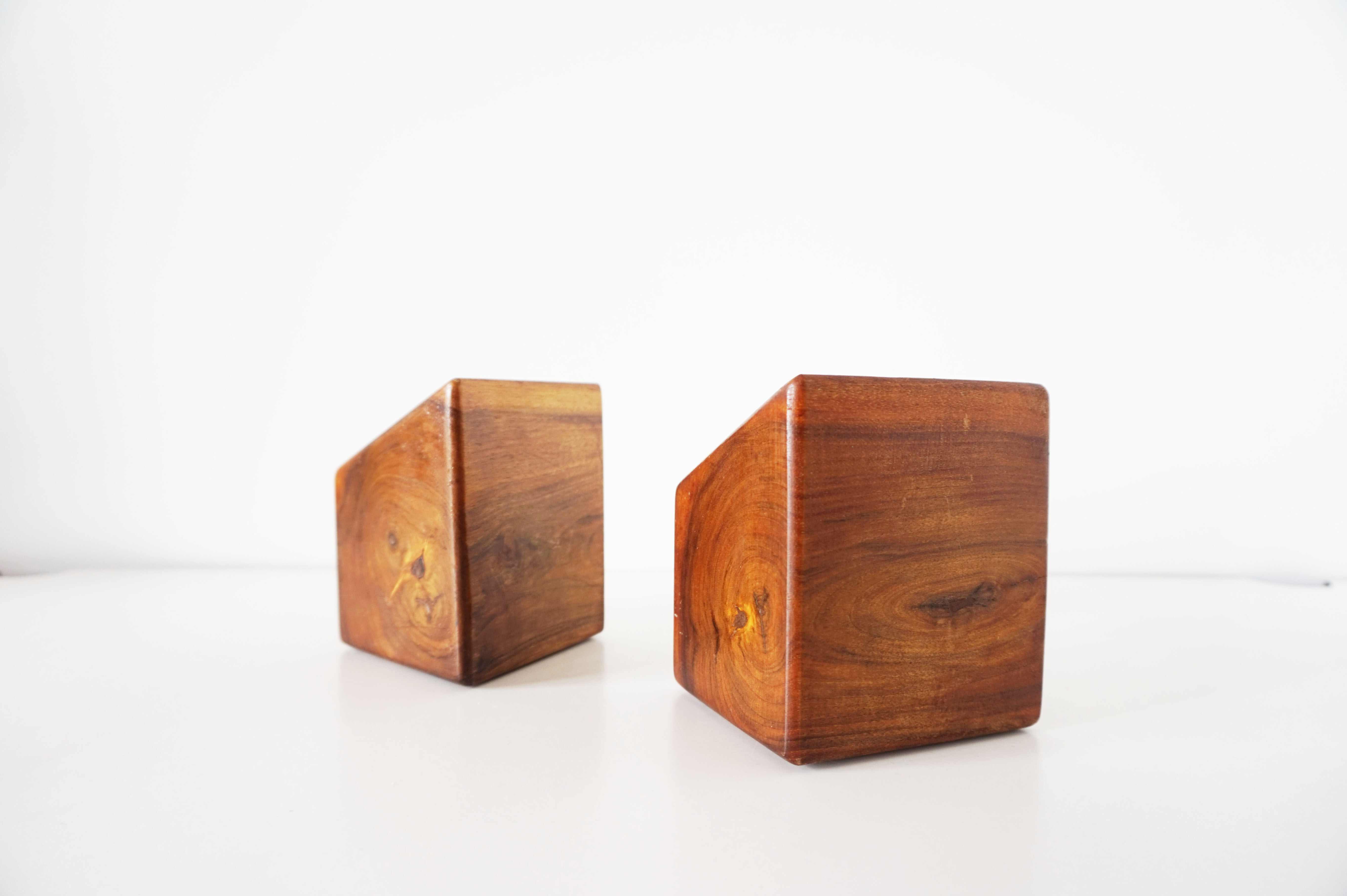 Vintage solid wood bookends