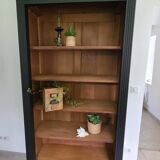 Old black oak bookcase drawer storage unit dresser shelf cabinet of curiosities