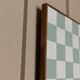 Beige and white Chessboard Wall Mural in wood frame – Italian 1980s abstract art
