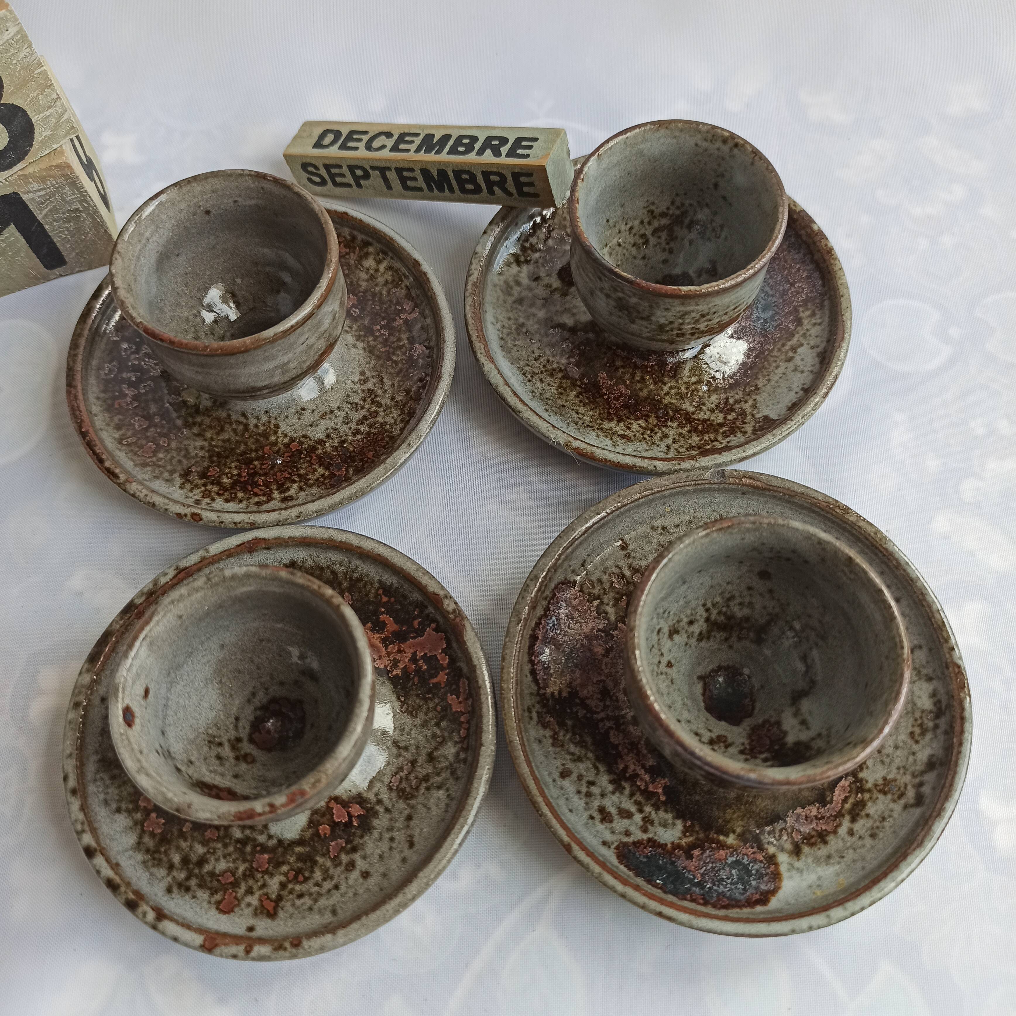 Sandstone shells signed Chantal - Thierry Robert vintage pottery