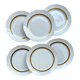6 Vintage White and Gold Porcelain Dinner Plates Limoge France ADP "Ariane" - Elegant Antique French Tableware