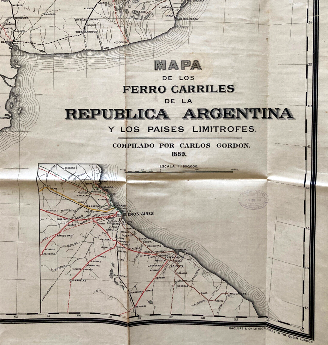 19th century map of Argentina