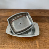 Silver metal butter dish
