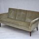 1960s, Danish 3-seater sofa, light green furniture velour.