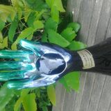 Vase in glazed ceramic green black Vallauris signed Gérard Marrel