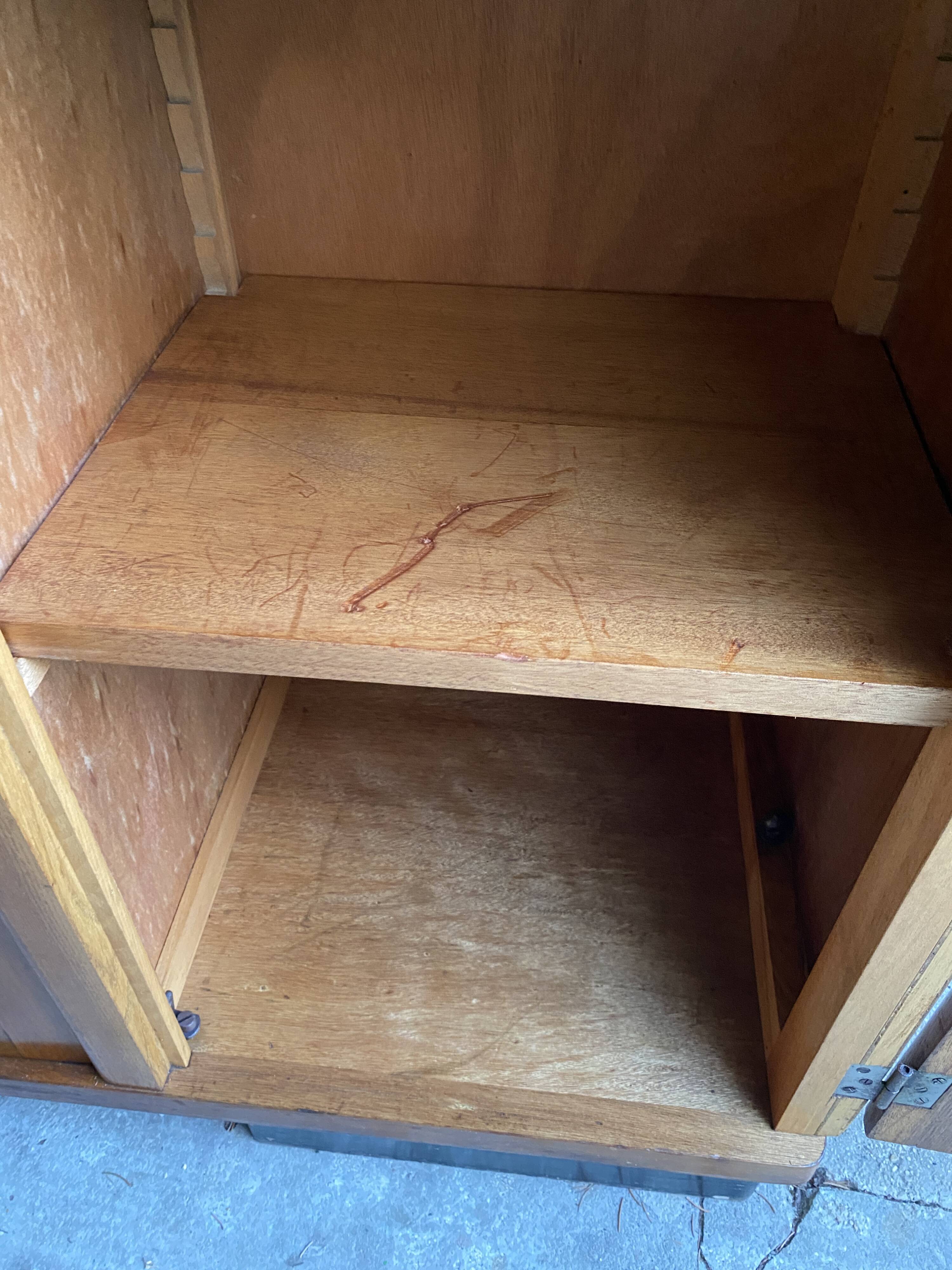 Library / Vintage solid wood sideboard – 3 doors with display cabinet