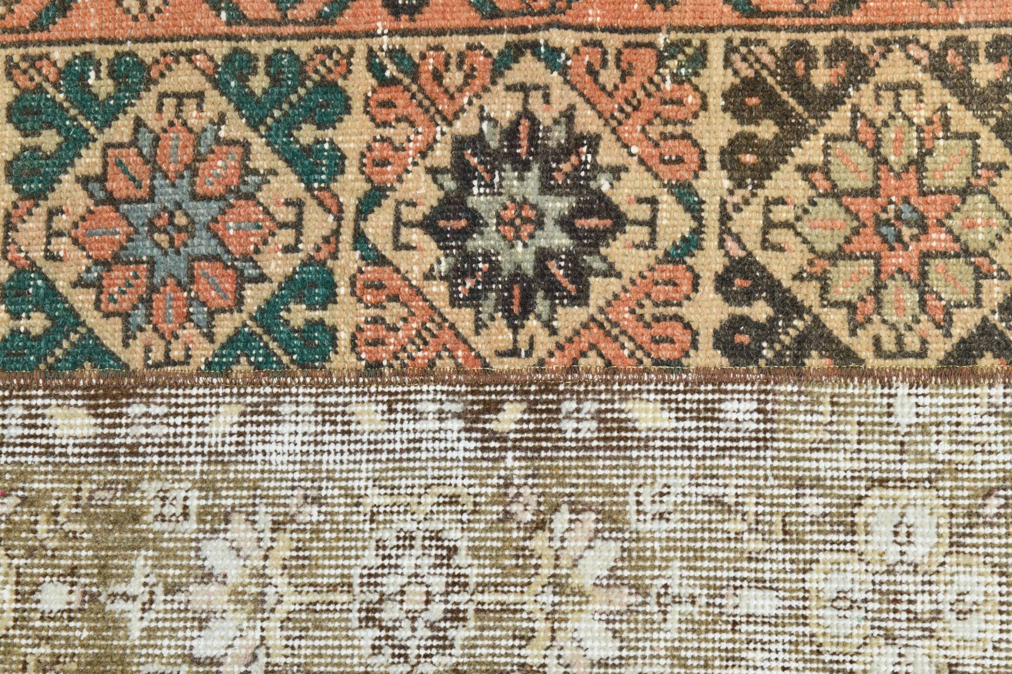 Tapis Runner Vintage Patchwork, Motifs Tribaux, Tons Pastel & Terre, 66x265 cm