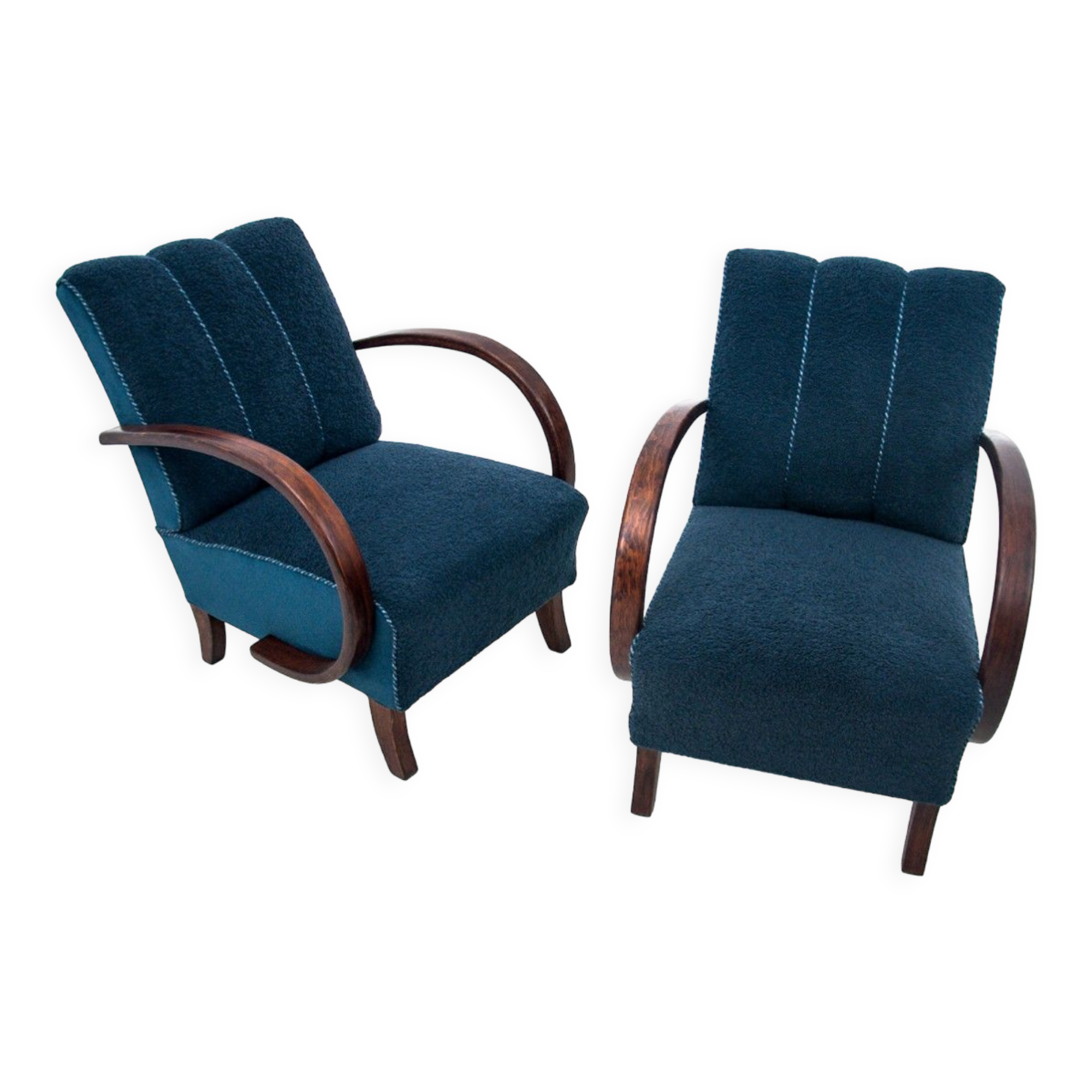 Two H-227 armchairs from the 1930s, designed by J. Halabala, Art Deco style, Czechoslovakia