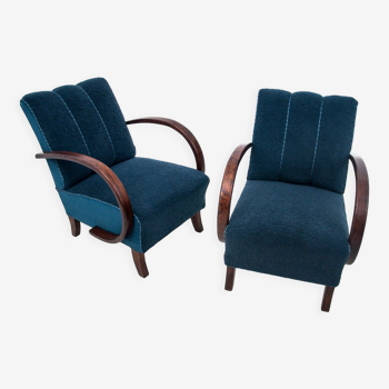 Deux fauteuils H-227 des années 1930, conçus par J. Halabala, style Art Déco, Tchécoslovaquie