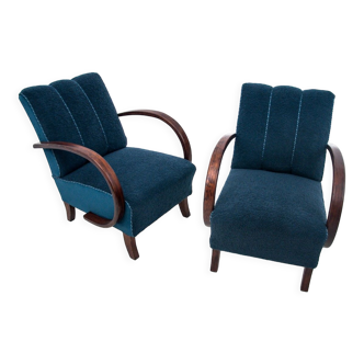 Deux fauteuils H-227 des années 1930, conçus par J. Halabala, style Art Déco, Tchécoslovaquie