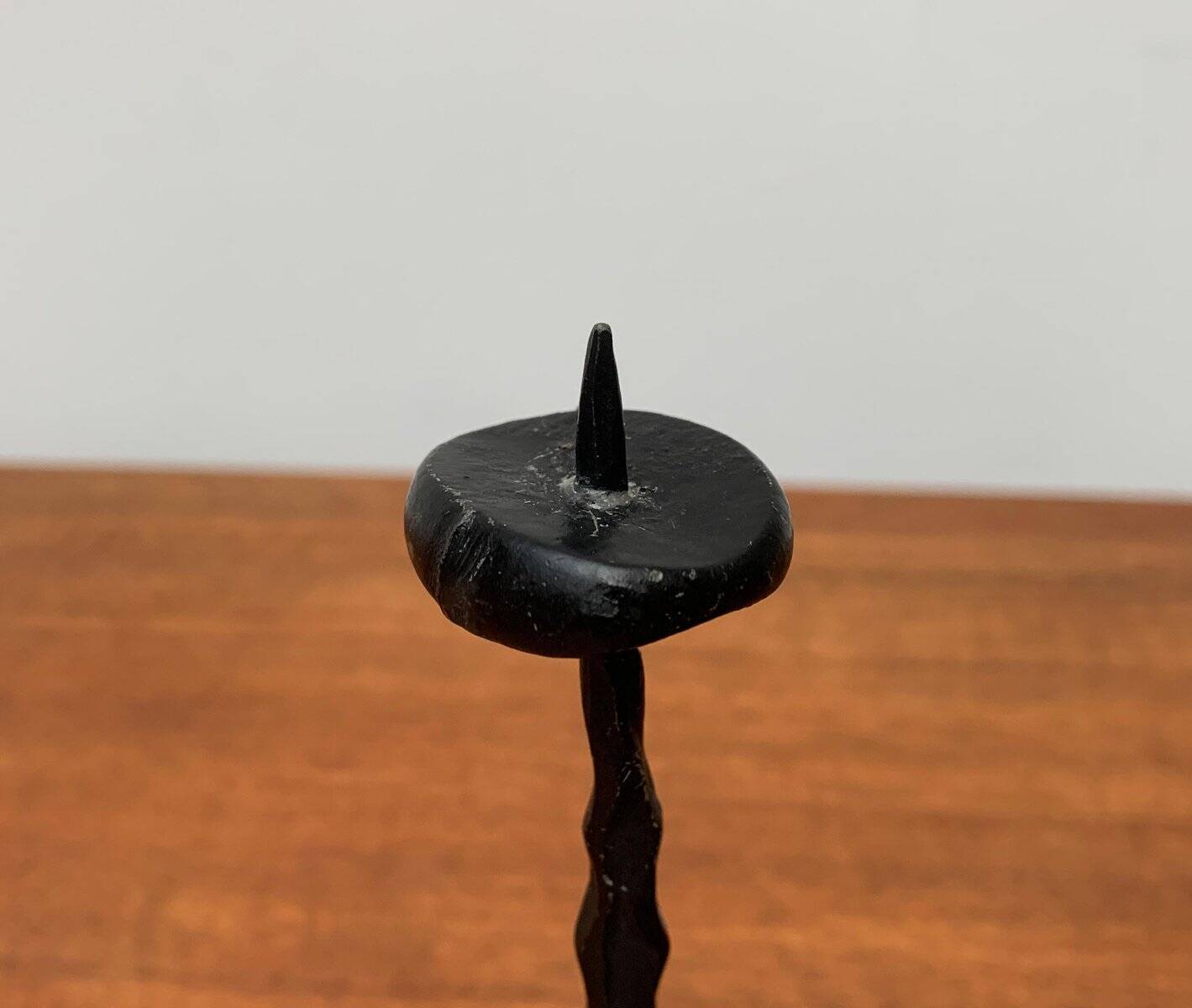 Brutalist wrought iron candlestick from the mid-century by David Palombo, 1960s.