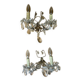 2 wall lights in bronze and crystal