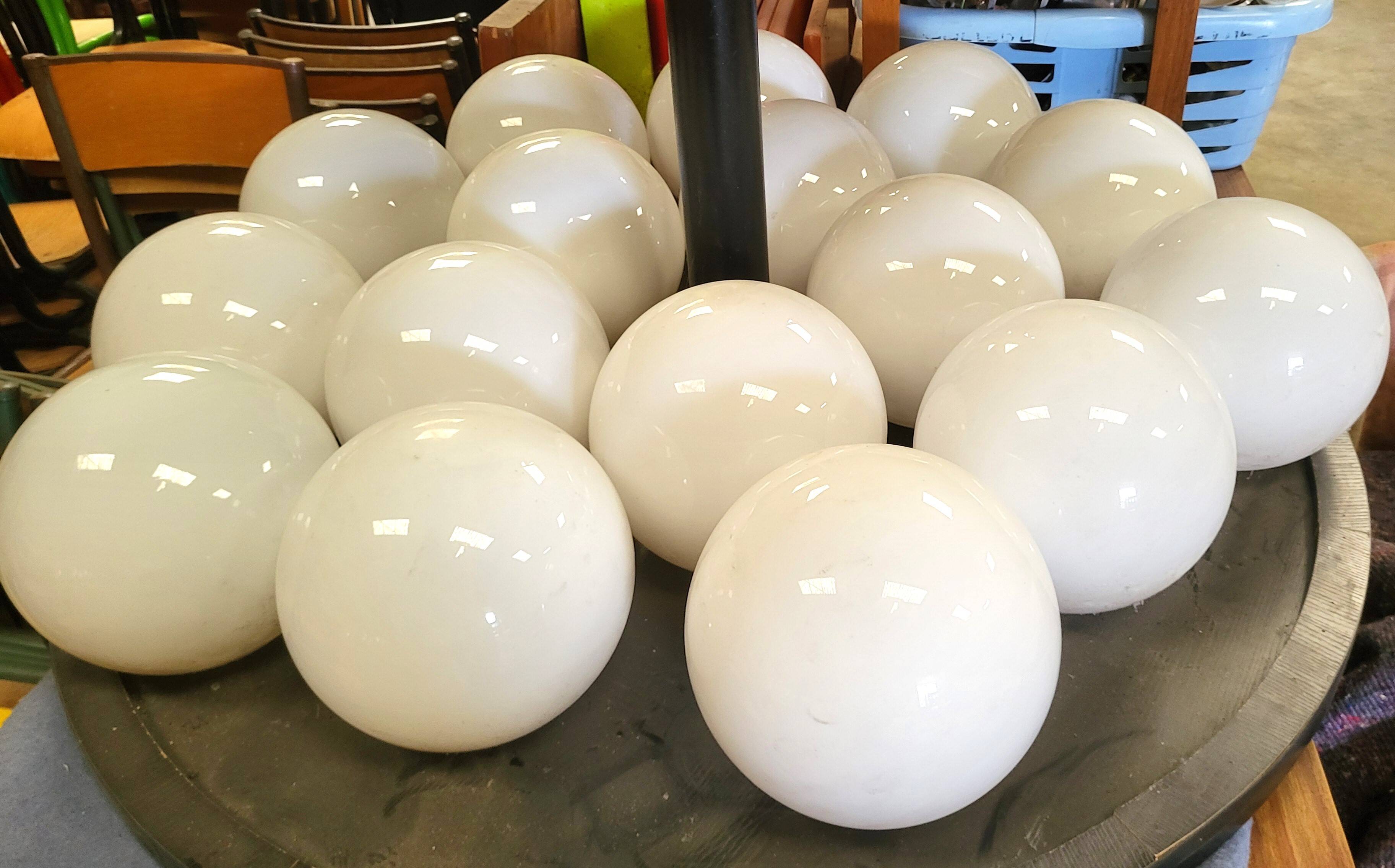 30 pendant lights, opaline chandeliers from the 50s