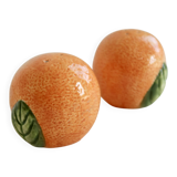 Salière poivrier vintage barbotine forme d'orange