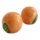 Salière poivrier vintage barbotine forme d'orange