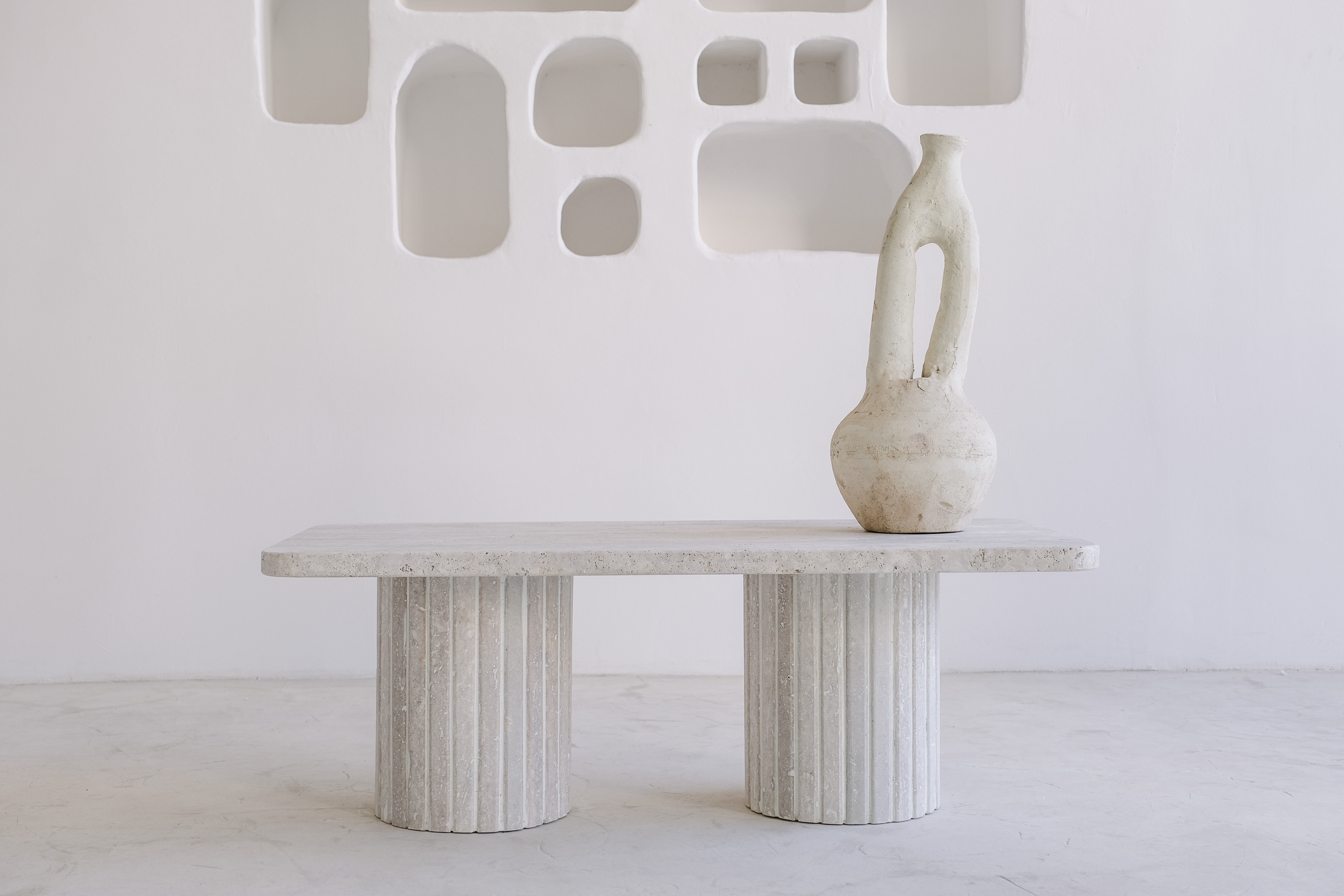 Olympia rectangular natural travertine coffee table - 120x60