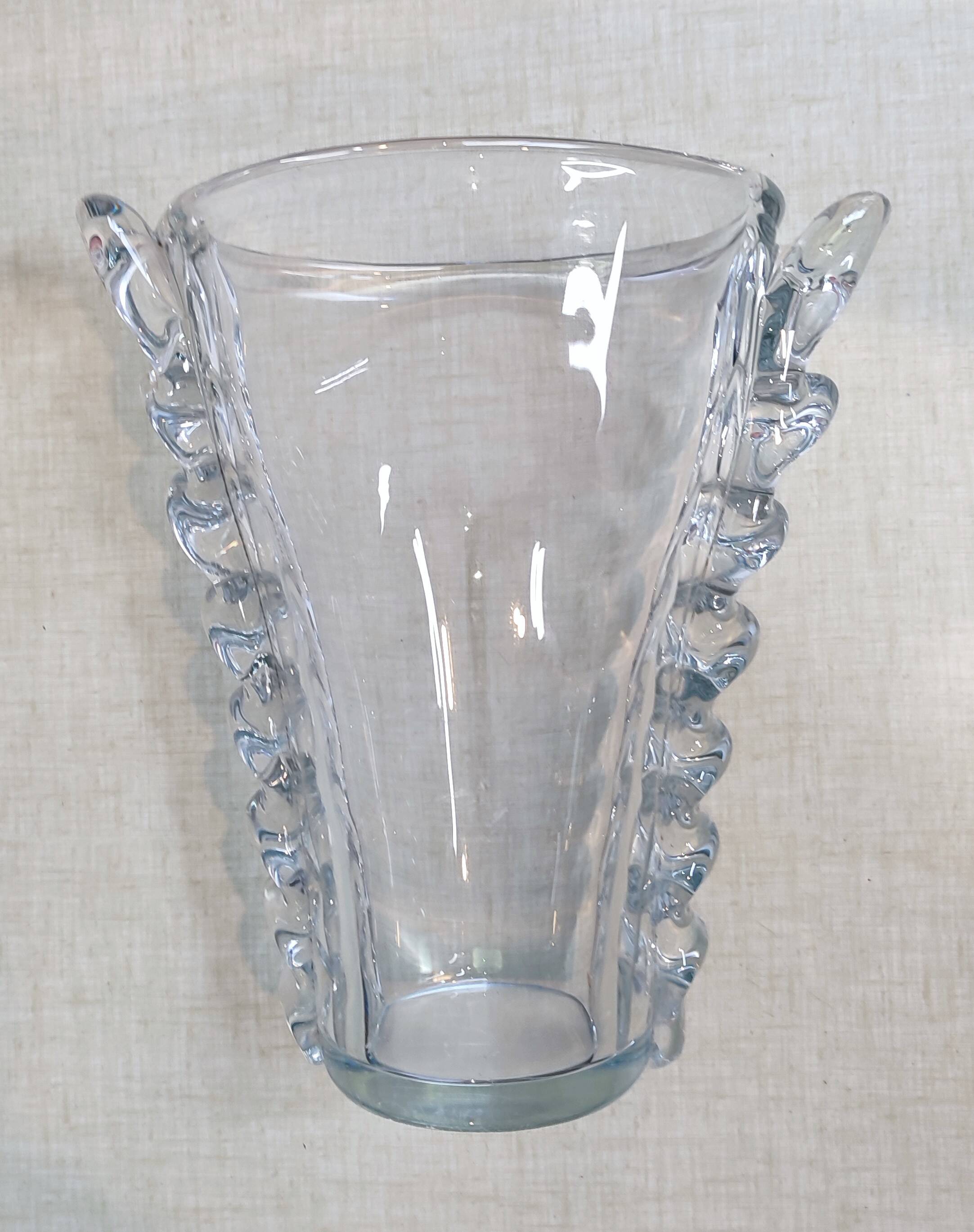Large oval crystal vase