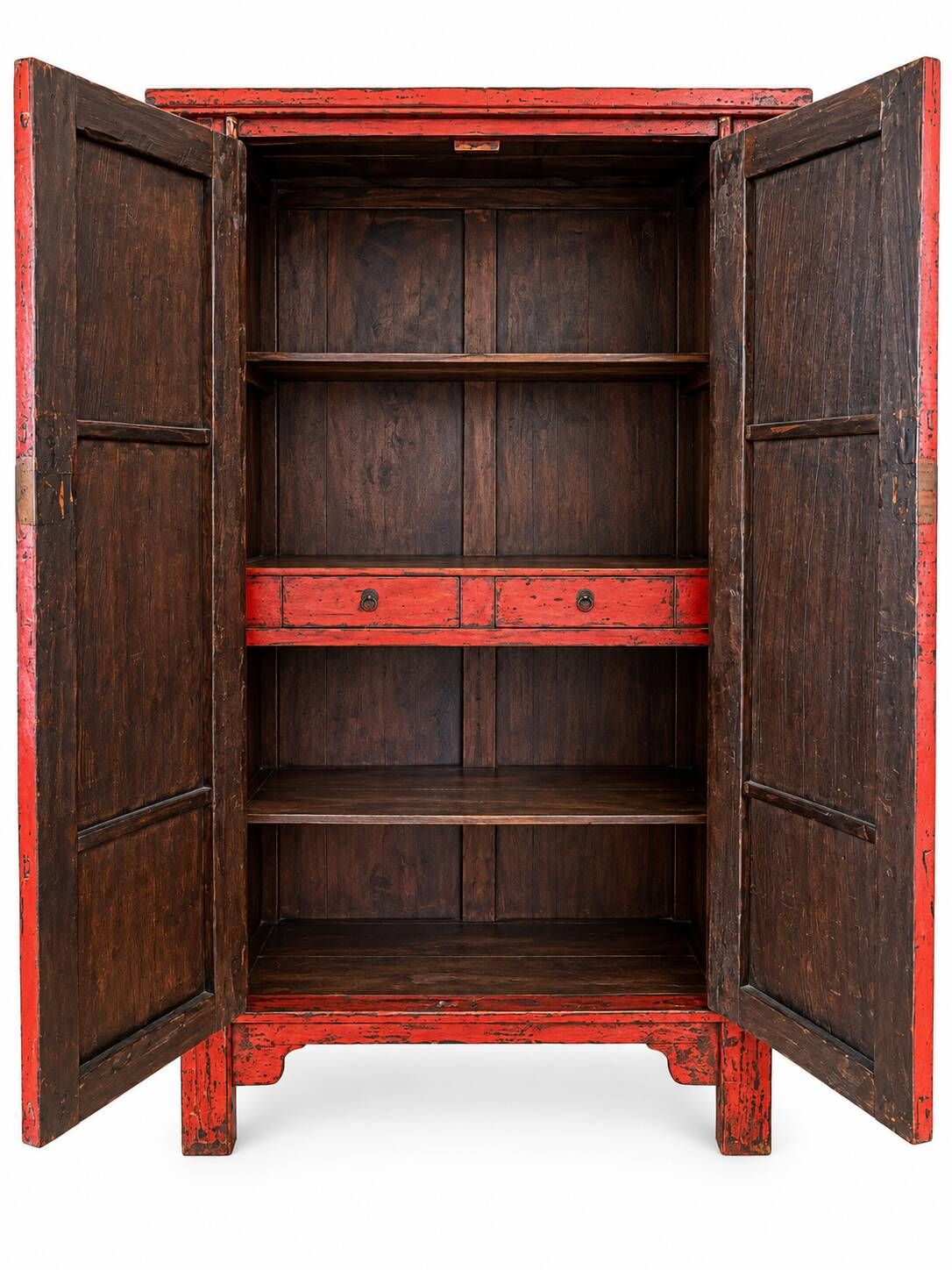Antique Chinese Red Lacquer Cabinet – Traditional Wedding-Style Cupboard