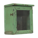 Vitrine murale petite ancienne boite a horloge patine verte d'origine inde