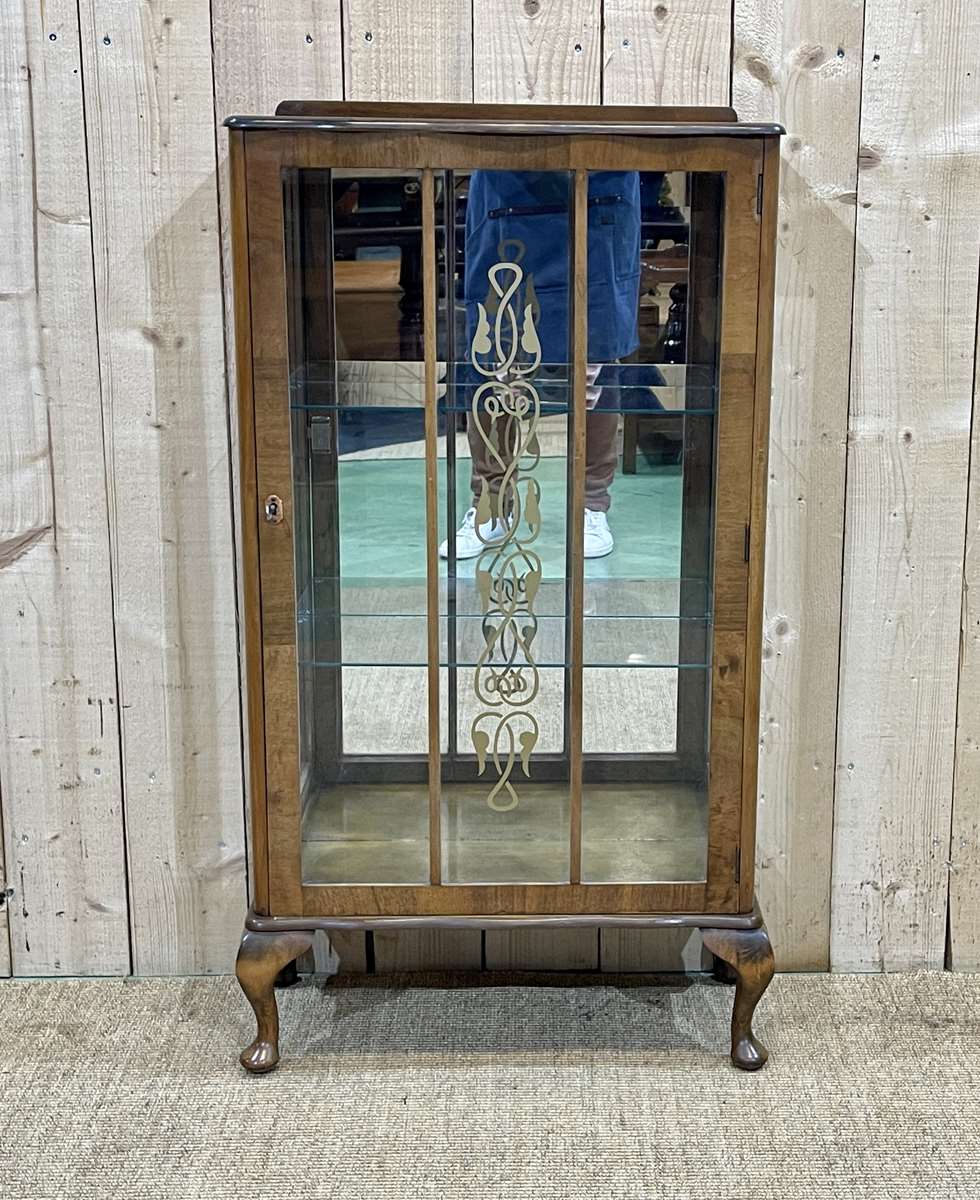English walnut showcase from the 1950s
