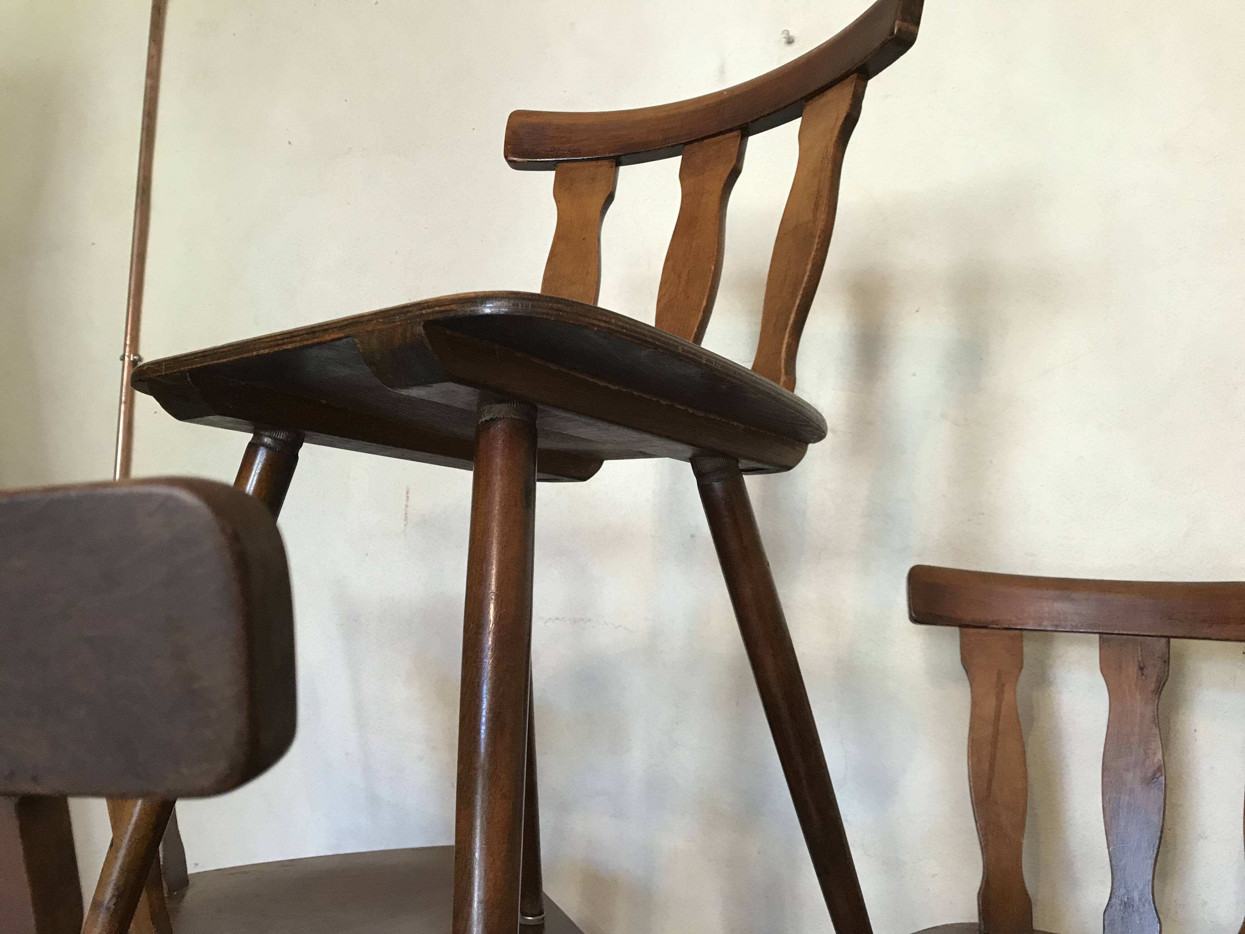 Lot of 20 brasserie-style bistro chairs 1960's