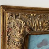 Large oil on panel of a Breton landscape 1950, antique painting signed.