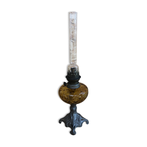 lampe pétrole piédestal - verre