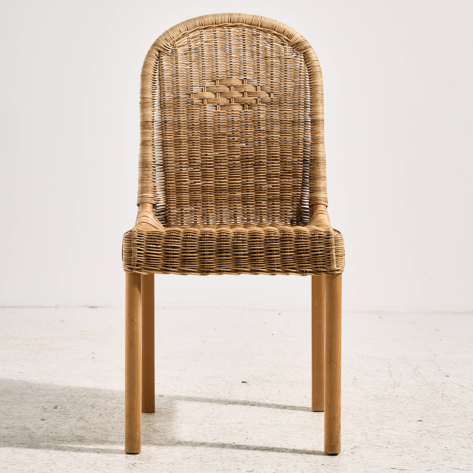 Oak and rattan chair, set of 4