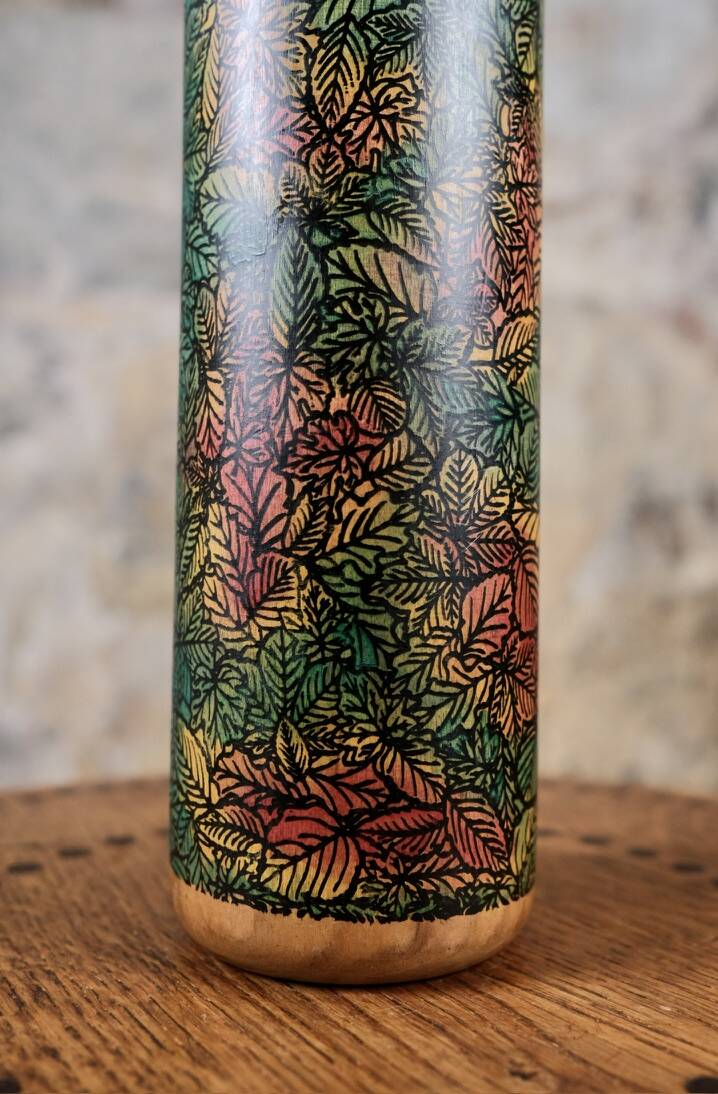 Leaf kokeshi, by Usaburo, Japan, 1970s