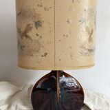 Lampe en céramique et fleurs naturelles, années 70