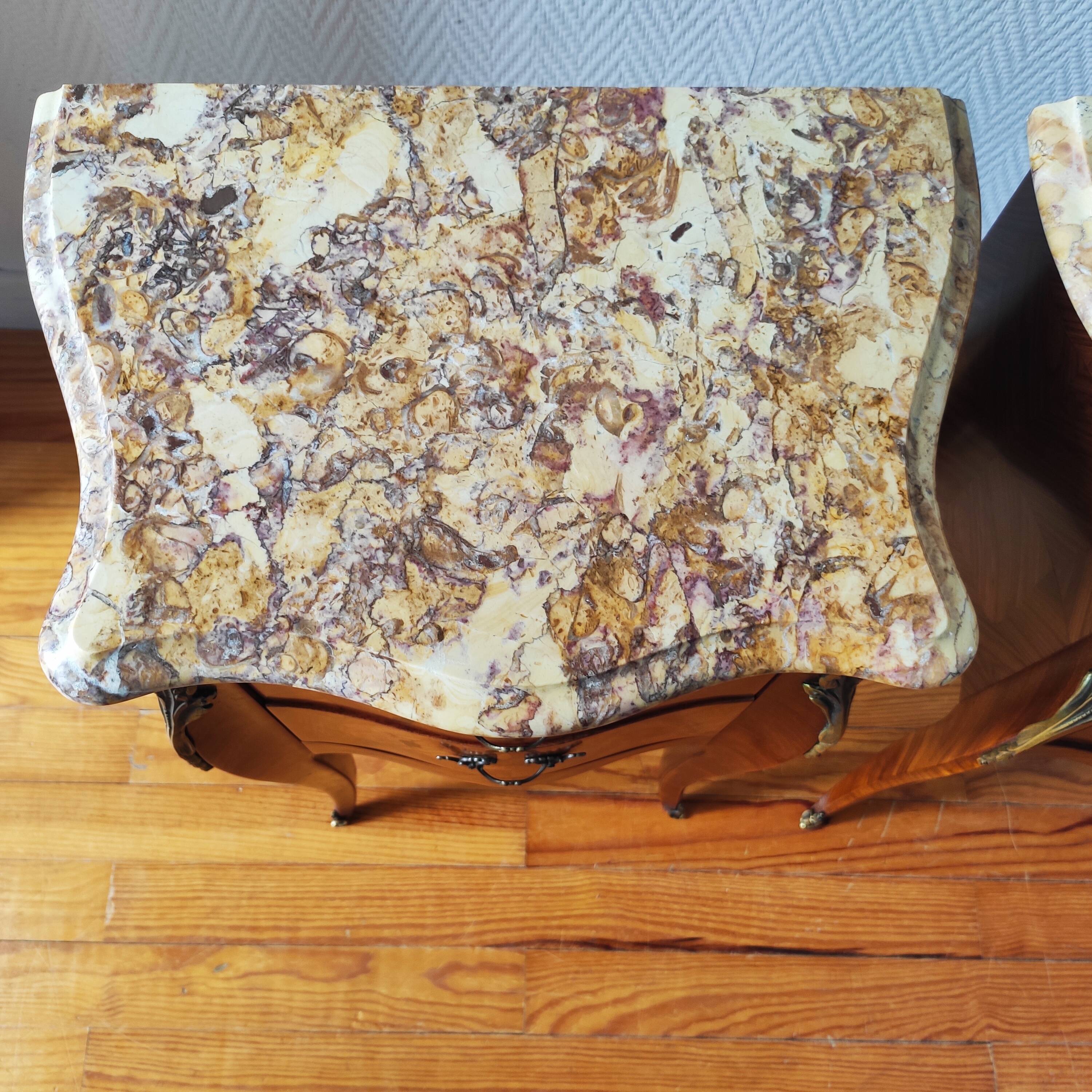 Pair of French Louis XV style bedside tables.