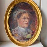 Antique Portrait Oil Painting With Wooden gilded frame 58cm x 45cm