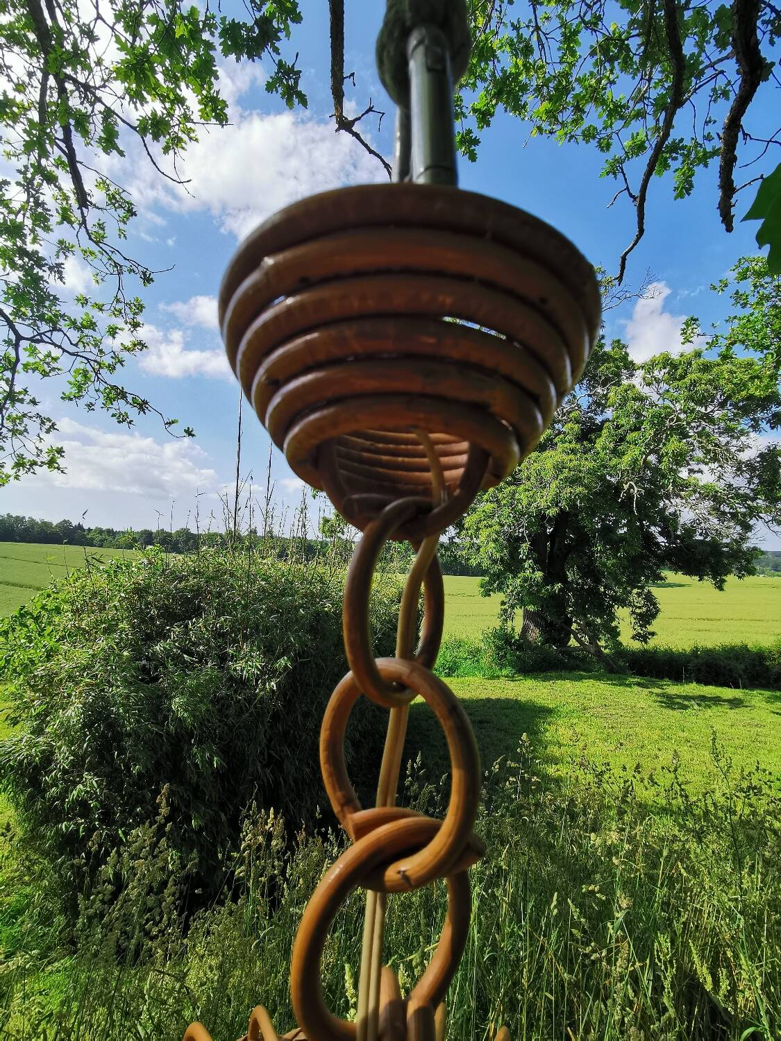 Rattan pendant lamp from the 60s