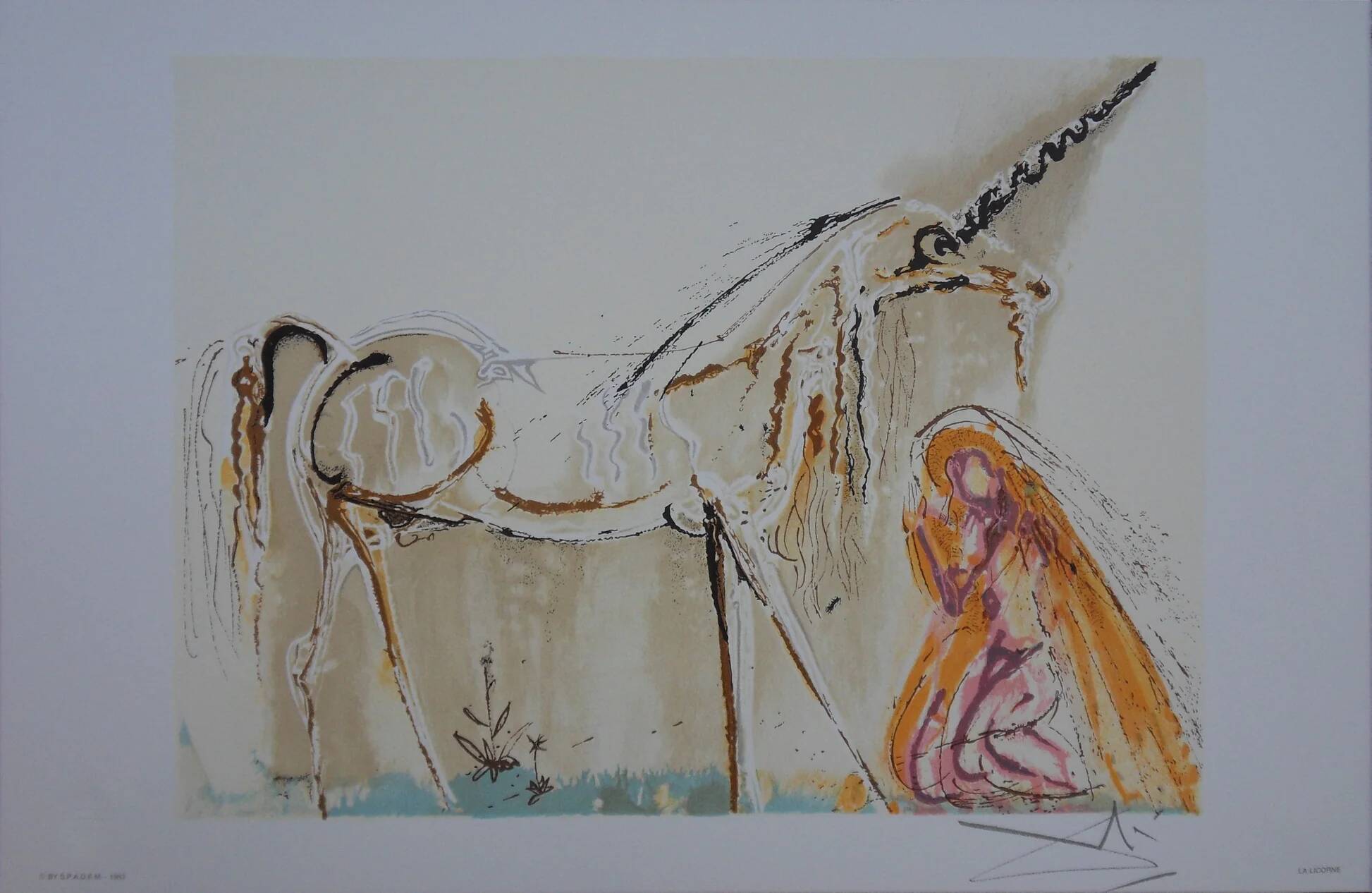 Salvador Dali: Horses, The Unicorn - Signed Lithograph