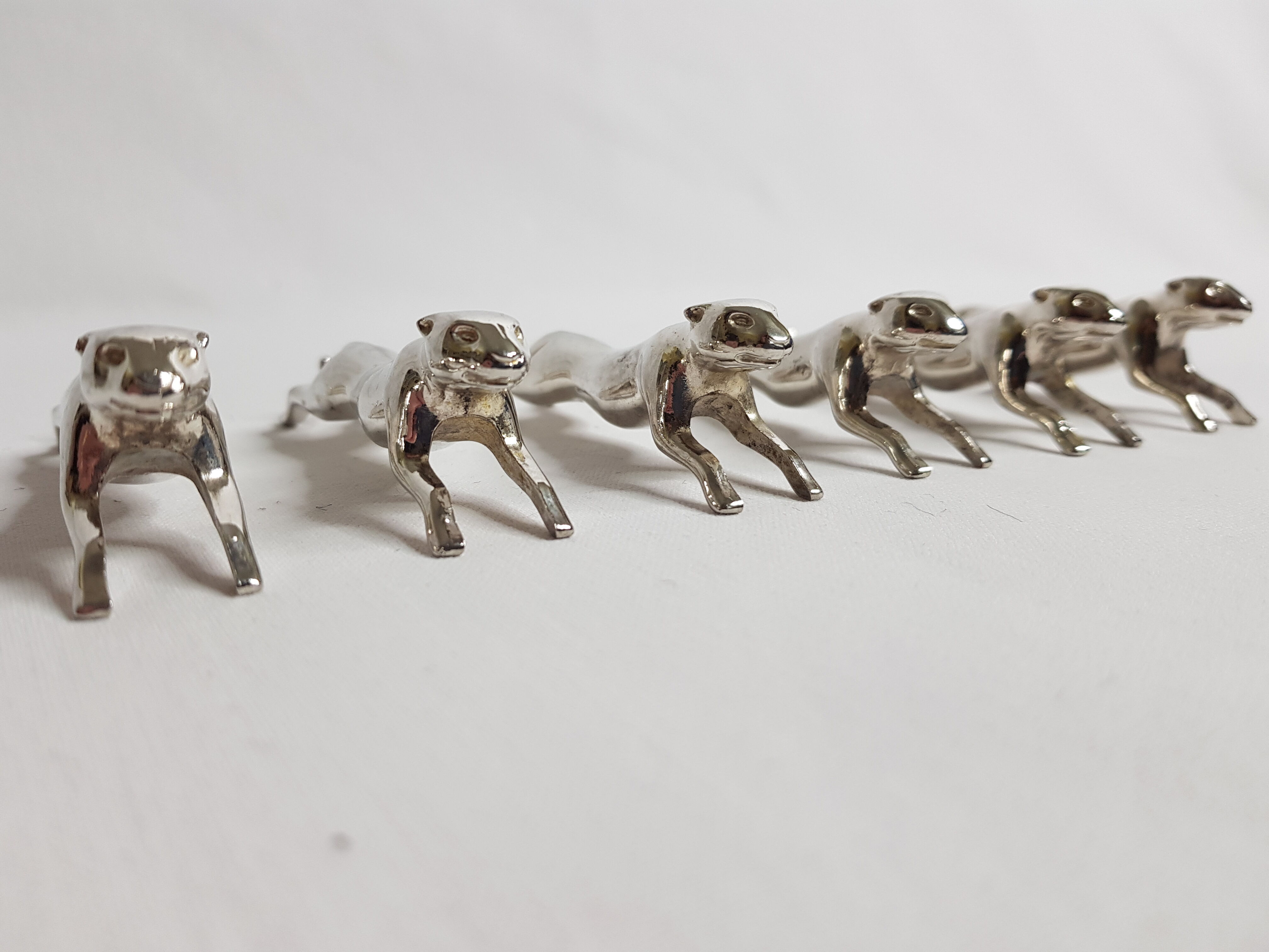 Art Deco Panther Knife Carriers (6) - Silver Metal