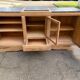 Renovated art deco sideboard in solid raw oak and gray marble 186cm